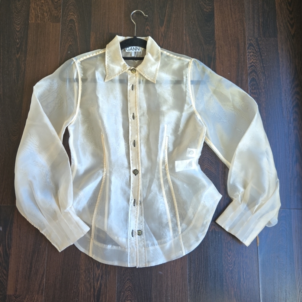 Ganni see through organza blouse